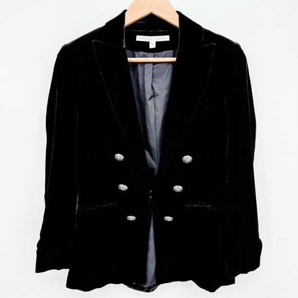 Veronica Beard Blazer Briar Black Miller Double Breasted Velvet Jacket Classic 2 - Picture 2 of 12